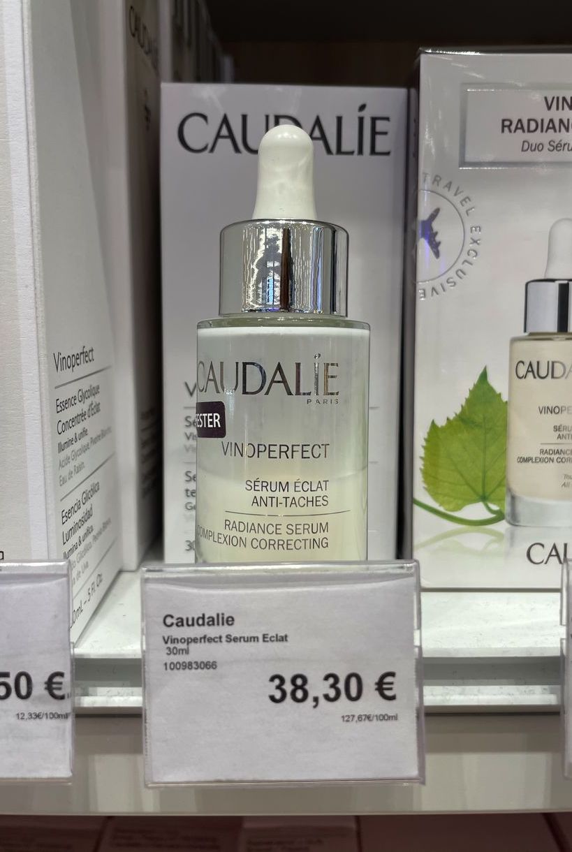 Is Caudalie cheaper in France Vinoperfect serum airport price